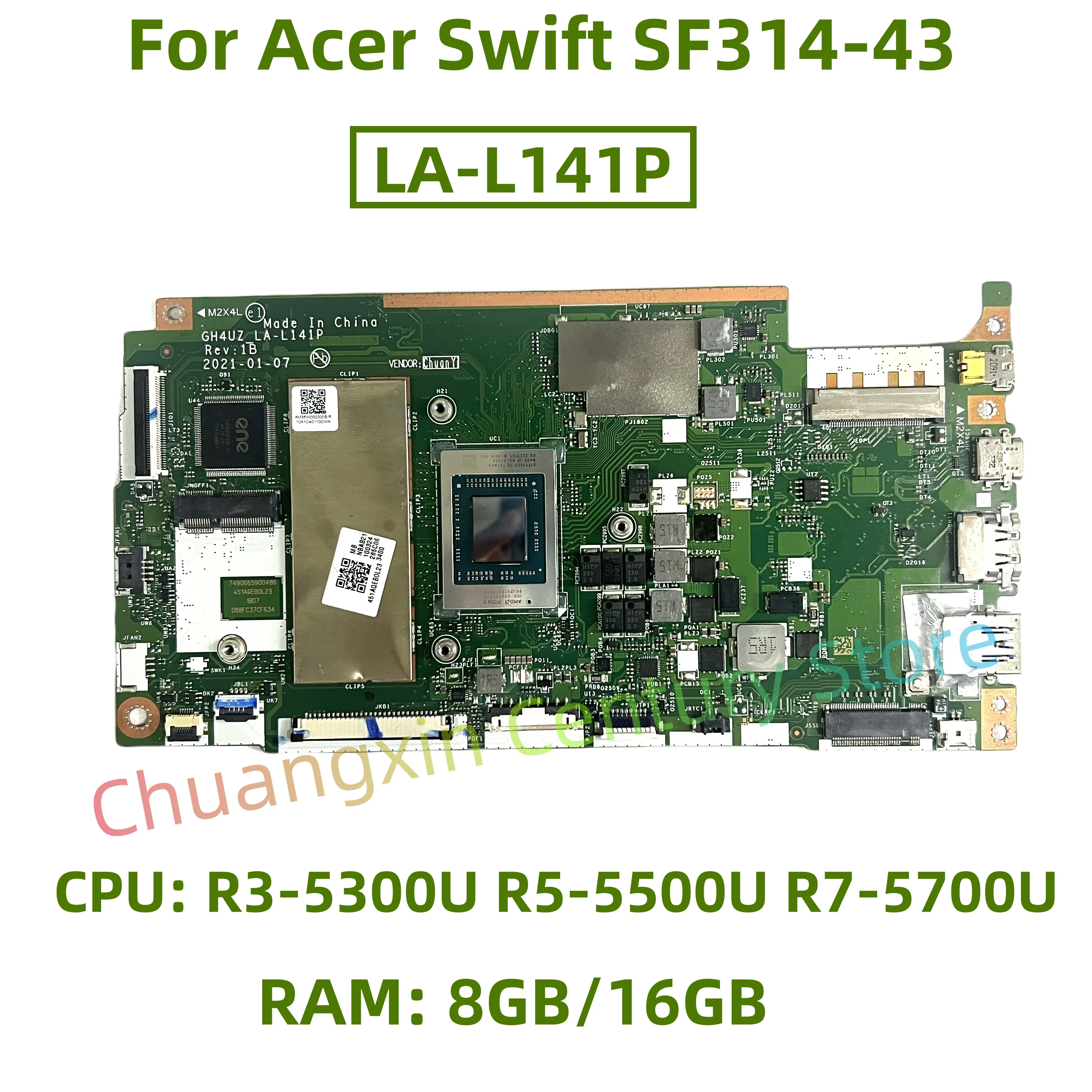 Материнская плата LA-L141P для ноутбука Acer Swift SF314-43 с процессором: R3-5300U R5-5500U R7-5700U Оперативная память: 8 ГБ/16 ГБ 100% протестировано
Материнская плата LA-L141P для ноутбука Acer Swift SF314-43 с процессором: R3-5300U R5-5500U R7-5700U Оперативная память: 8 ГБ/16 ГБ 100% протестировано