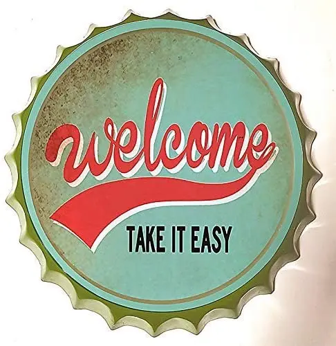 Modern Vintage Metal Tin Signs Bottle Cap Welcome Take It Easy ! Wall Plaque Poster Cafe Bar Pub Beer Club Wall Home
Modern Vintage Metal Tin Signs Bottle Cap Welcome Take It Easy ! Wall Plaque Poster Cafe Bar Pub Beer Club Wall Home