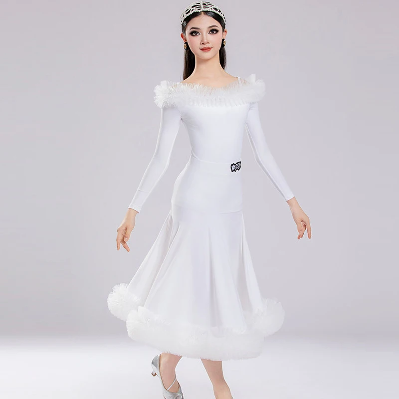 White National Standard Ballroom Dance Competition Suits Girls Latin Dance Performance Costumes Waltz Modern Dancewear XS11273
White National Standard Ballroom Dance Competition Suits Girls Latin Dance Performance Costumes Waltz Modern Dancewear XS11273