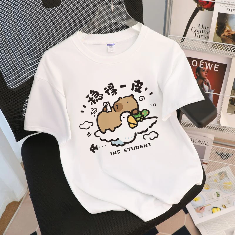 2025 Summer New Girls' Pure Cotton Short Sleeved Kapibala Printed Children's Clothing Loose Casual Korean Version T-shirt 
2025 Summer New Girls' Pure Cotton Short Sleeved Kapibala Printed Children's Clothing Loose Casual Korean Version T-shirt