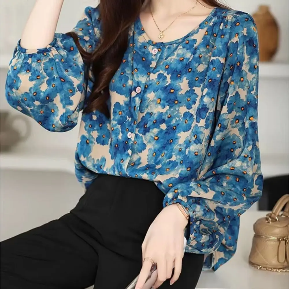 Round Neck Sweet Flower Shirts Loose Long Sleeve Chiffon Floral Shirt Tops Floral Design Breathable Women's Chiffon Blouse Women
Round Neck Sweet Flower Shirts Loose Long Sleeve Chiffon Floral Shirt Tops Floral Design Breathable Women's Chiffon Blouse Women
