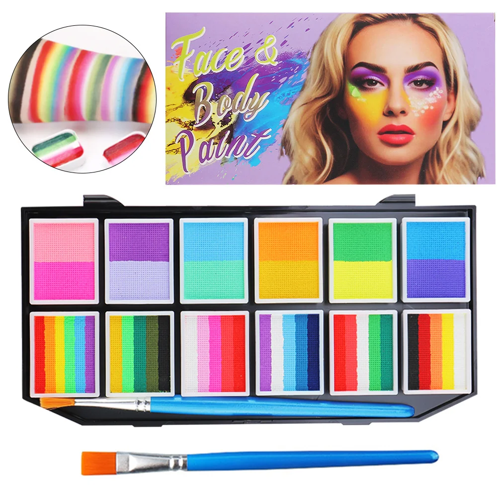 Body Face Painting 12 Colors Water-Soluble Rainbow Makeup Palette with Brush for Halloween Carnival Artist Cosplay Art Party
Body Face Painting 12 Colors Water-Soluble Rainbow Makeup Palette with Brush for Halloween Carnival Artist Cosplay Art Party