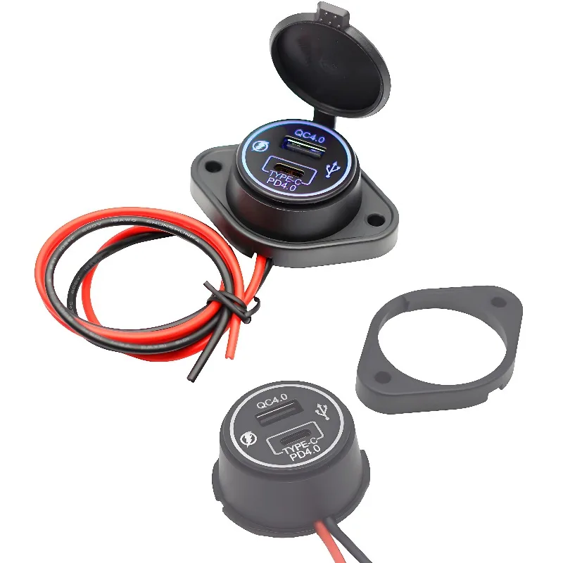 12-24V PD4.0+QC4.0 Dual USB C Car Charger Power Socket Adapter Charging Panel Mount for RV Motorcycle Boat ATV Camper Caravans
12-24V PD4.0+QC4.0 Dual USB C Car Charger Power Socket Adapter Charging Panel Mount for RV Motorcycle Boat ATV Camper Caravans