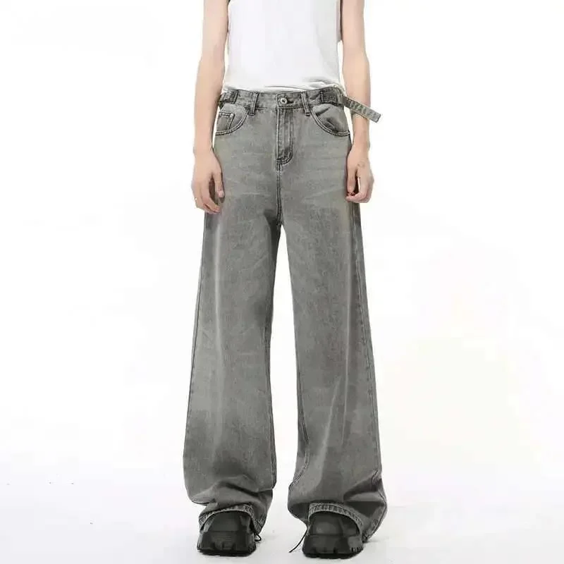 Niche Design Men's Jeans Adjustable Belt Solid Color Droop Vintage Trousers Straight Loose Wide Leg Male Denim Pants 9C6G96
Niche Design Men's Jeans Adjustable Belt Solid Color Droop Vintage Trousers Straight Loose Wide Leg Male Denim Pants 9C6G96