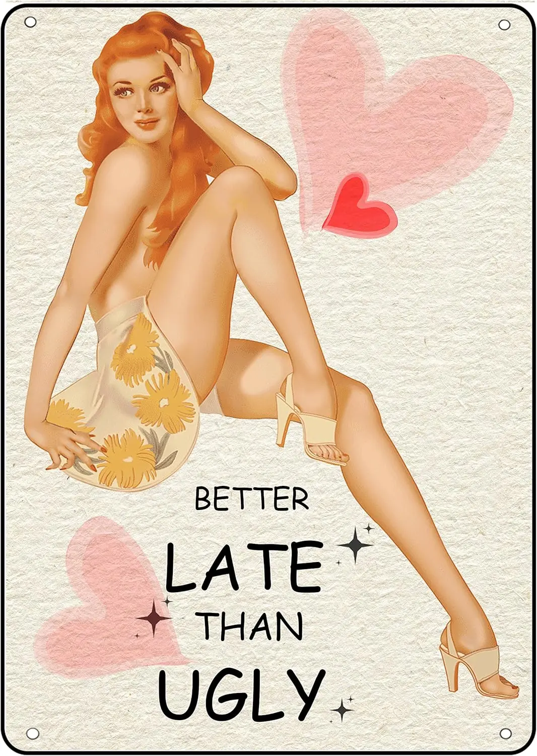 Bathroom Home Pin Up Girl Metal Tin Sign Better Late Than Ugly Retro Wall Art Decoration for Bath Bedroom Decor
Bathroom Home Pin Up Girl Metal Tin Sign Better Late Than Ugly Retro Wall Art Decoration for Bath Bedroom Decor