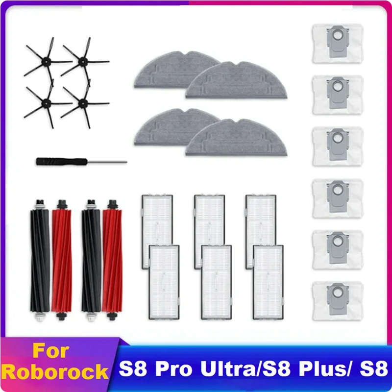 Parts Kit For Roborock S8 / S8 Pro Ultra / S8+ Robot Vacuum Replace Main Side Brush HEPA Filter Mop Pad Dust Bag
Parts Kit For Roborock S8 / S8 Pro Ultra / S8+ Robot Vacuum Replace Main Side Brush HEPA Filter Mop Pad Dust Bag