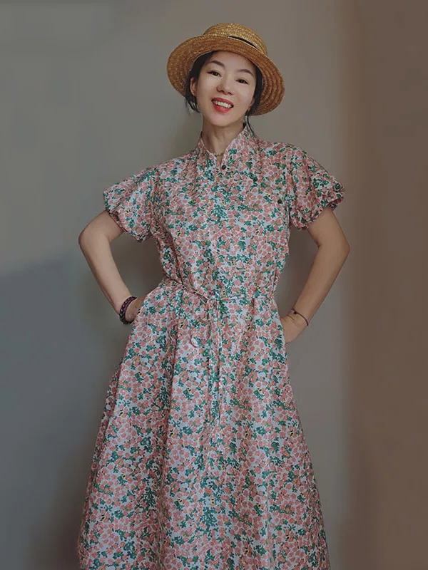 Original Retro Bubble Sleeve A-Line Collar Qipao Dress Long Velvet Pure Cotton Fabric Summer New Arrival Women's Clothing
Original Retro Bubble Sleeve A-Line Collar Qipao Dress Long Velvet Pure Cotton Fabric Summer New Arrival Women's Clothing