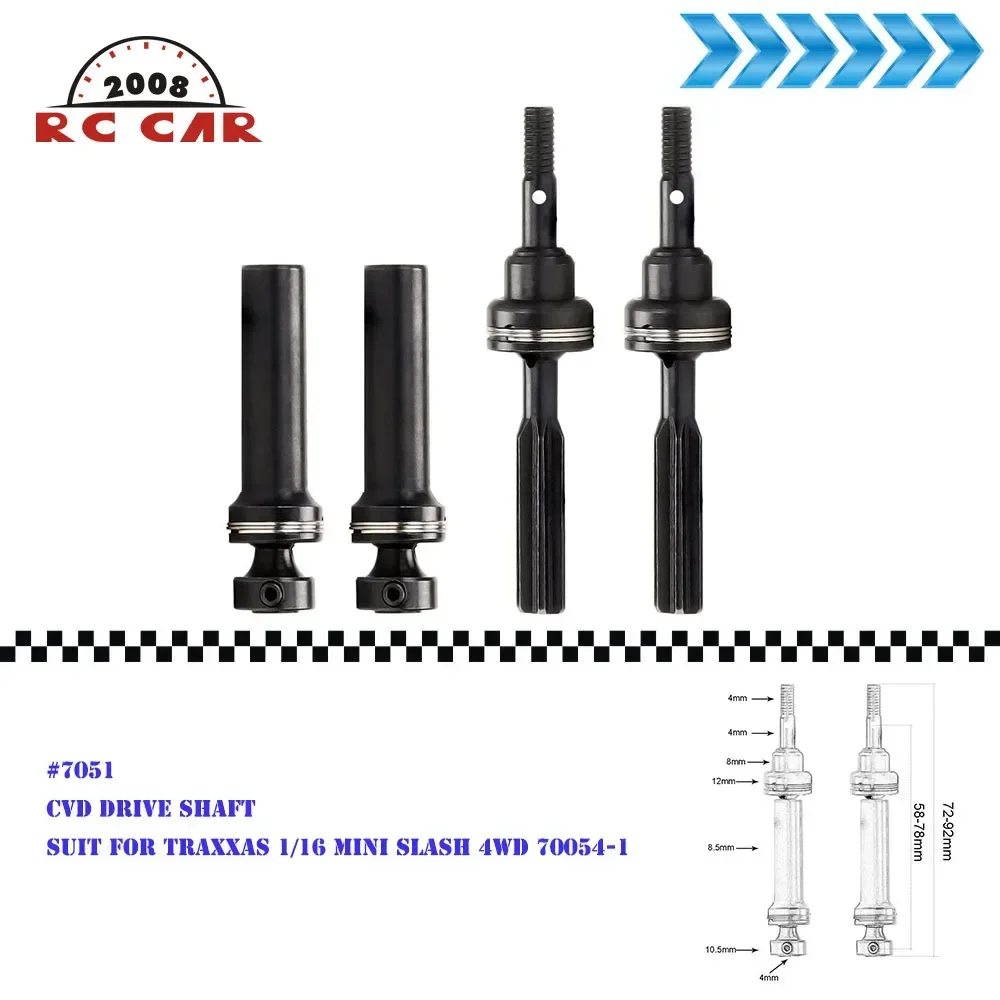 1:16 Harden Steel Front / Rear CVD Drive Shafts Driveshaft for RCCAR 1/16 Traxxas Mini Slash 70054-1 Replace #7051
1:16 Harden Steel Front / Rear CVD Drive Shafts Driveshaft for RCCAR 1/16 Traxxas Mini Slash 70054-1 Replace #7051