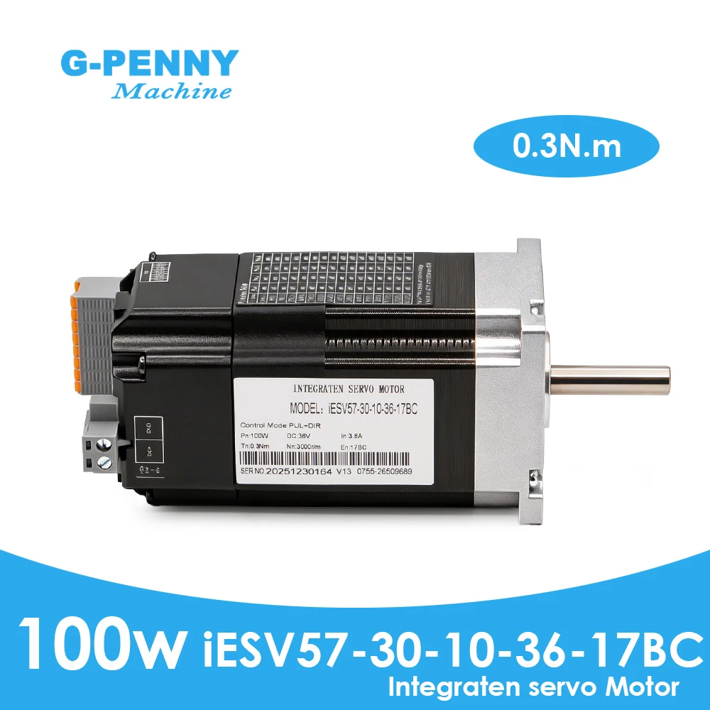 G-Penny IESV57-30-10-36-17BC JMC Servo Motor 17Bit NEMA23 100W 36V DC 3000rpm Integrated Drive Motor CNC Router Industrial Motor
G-Penny IESV57-30-10-36-17BC JMC Servo Motor 17Bit NEMA23 100W 36V DC 3000rpm Integrated Drive Motor CNC Router Industrial Motor