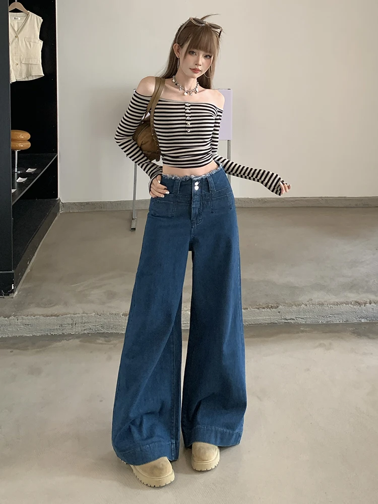American Retro High Waist Wide Leg Denim Jeans Women's Spring Summer New Style Slimming Versatile Loose Floor-Length Pants
American Retro High Waist Wide Leg Denim Jeans Women's Spring Summer New Style Slimming Versatile Loose Floor-Length Pants