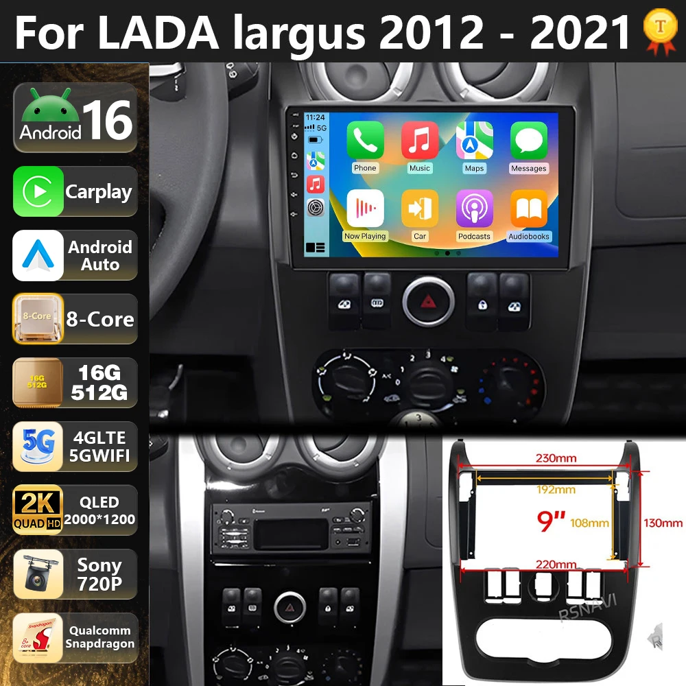 Qualcomm Android 16 For LADA Largus 2012 - 2021 2K QLED Car Radio Multimedia Video Player GPS CarPlay 4G WiFi Stereo Navigation
Qualcomm Android 16 For LADA Largus 2012 - 2021 2K QLED Car Radio Multimedia Video Player GPS CarPlay 4G WiFi Stereo Navigation