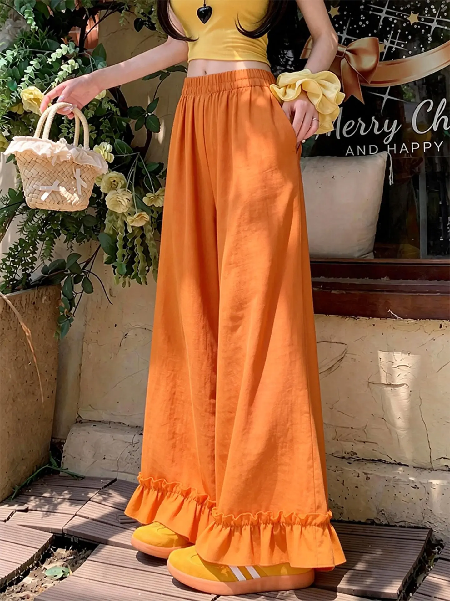 Dopamine Orange Wide Leg Cotton Linen Casual Pants Women's Unique Design Spring Summer Floral Casual Trousers
Dopamine Orange Wide Leg Cotton Linen Casual Pants Women's Unique Design Spring Summer Floral Casual Trousers