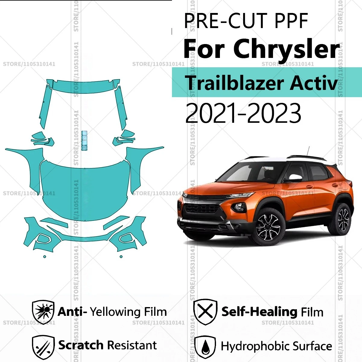 Предварительно нарезанная защитная пленка PPF, прозрачная автомобильная пленка, комплект для передней части Chevrolet Trailblazer Activ 2021-2023
Предварительно нарезанная защитная пленка PPF, прозрачная автомобильная пленка, комплект для передней части Chevrolet Trailblazer Activ 2021-2023