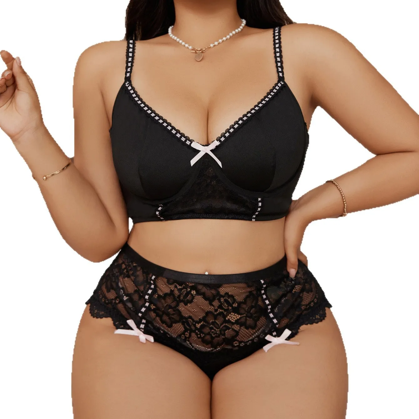 New Plus-size Lingerie Set With Lace Lightweight And Breathable Semi-transparent Sexy Bow And Erotic Design M5QT
New Plus-size Lingerie Set With Lace Lightweight And Breathable Semi-transparent Sexy Bow And Erotic Design M5QT
