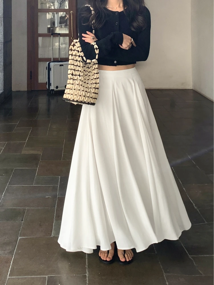 Pusumede White A-Line Midi Skirt Women's New Style Korean High Waist Draped Skirt Casual Polyester Fiber Long Skirt
Pusumede White A-Line Midi Skirt Women's New Style Korean High Waist Draped Skirt Casual Polyester Fiber Long Skirt