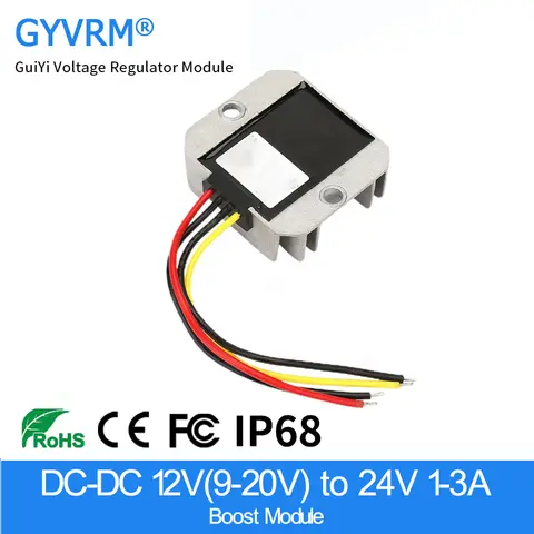 GYVRM 12V to 24V 1A 2A 3A Step-up DC DC Converter 12 Volt to 24 Volt 72W Boost Voltage Regulator CE RoHS
