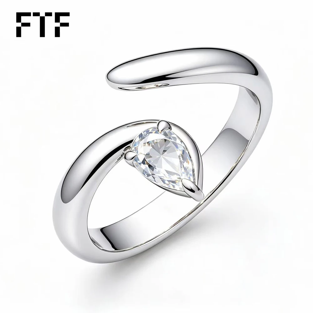 925 Sterling Silver Open Ring with Pear Cut Moissanite, Adjustable Cuff Ring for Women, Minimalist Fine Jewelry
925 Sterling Silver Open Ring with Pear Cut Moissanite, Adjustable Cuff Ring for Women, Minimalist Fine Jewelry