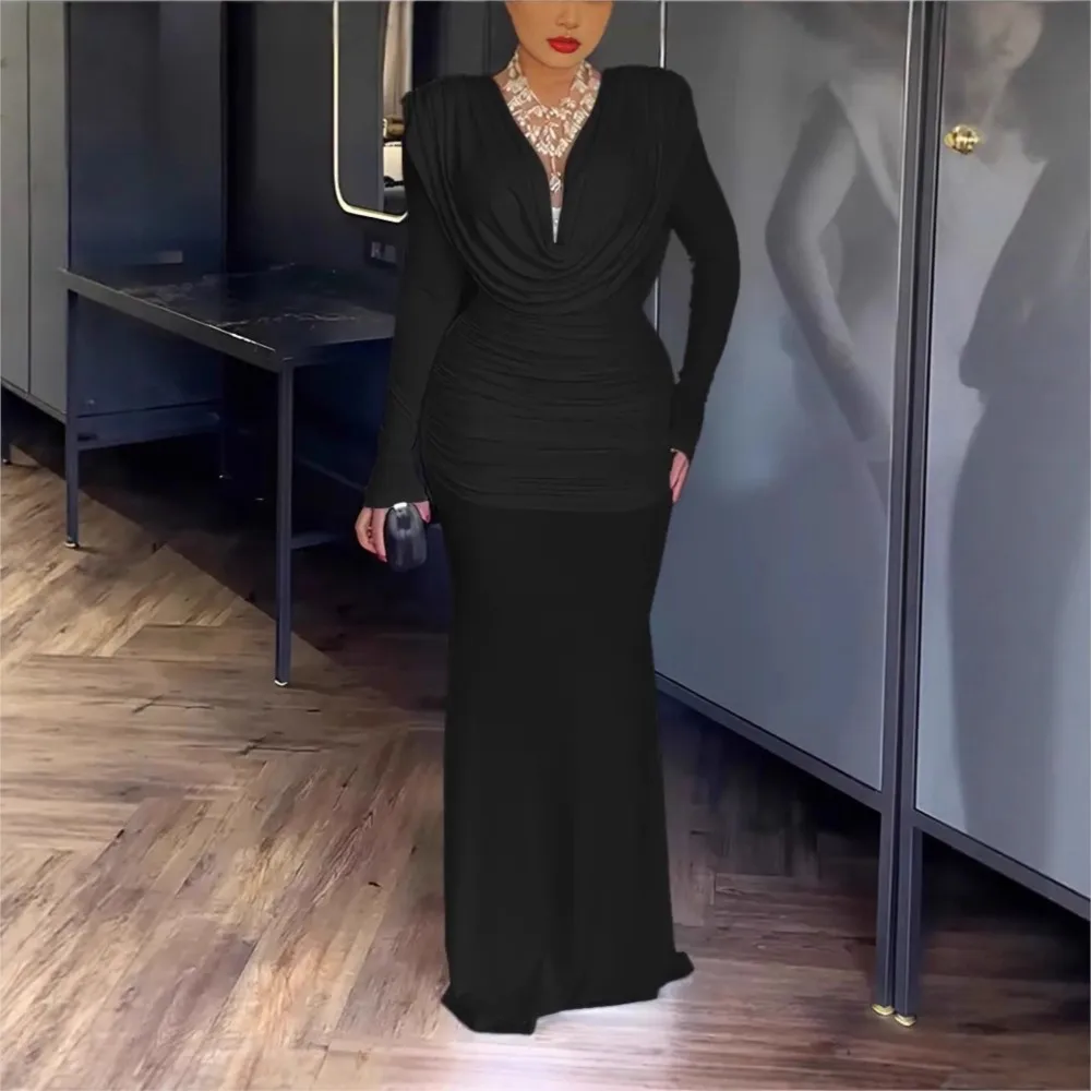 Elegant Women's Evening Dress Solid Color Fashionable Temperament Clothesv Collar Waist Pleated Mid-waist Fishtail Clothes
Elegant Women's Evening Dress Solid Color Fashionable Temperament Clothesv Collar Waist Pleated Mid-waist Fishtail Clothes