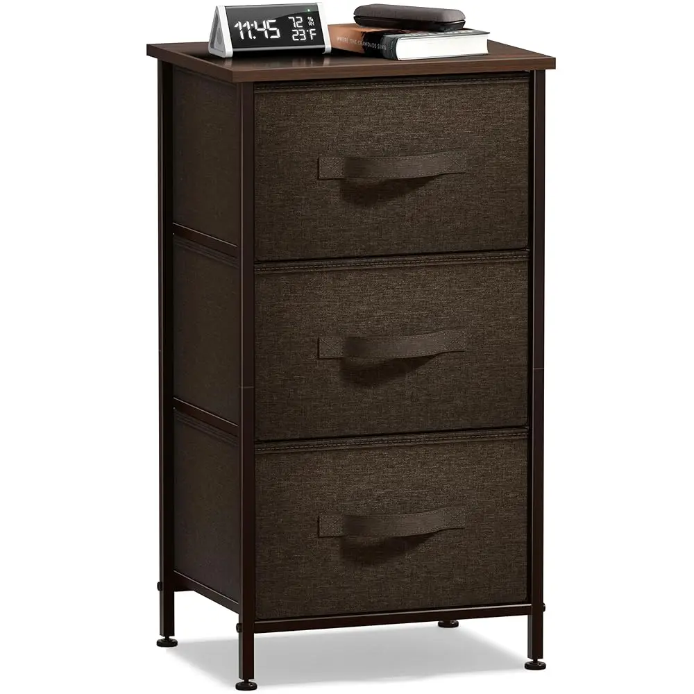 Nightstand With 3 Drawers - Bedside Furniture & Night Stand End Table Dresser With Steel Frame, Wood Top, Easy Pull Fabric Bins
Nightstand With 3 Drawers - Bedside Furniture & Night Stand End Table Dresser With Steel Frame, Wood Top, Easy Pull Fabric Bins