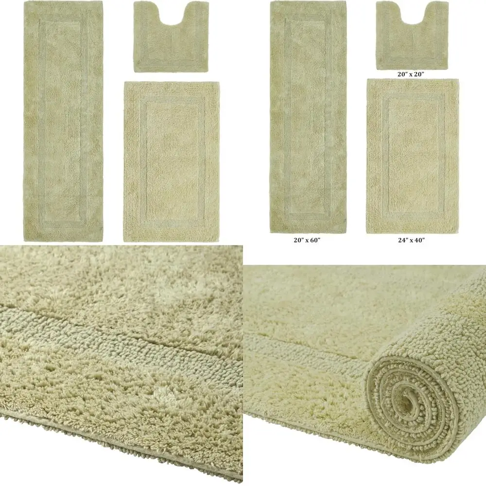 Cotton 3-Piece Bathroom Rug Set Soft Absorbent Reversible Machine Washable Bath Decor
Cotton 3-Piece Bathroom Rug Set Soft Absorbent Reversible Machine Washable Bath Decor