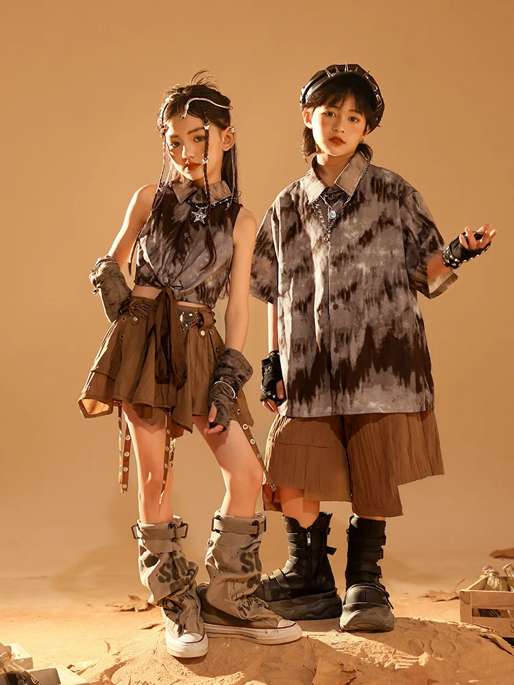 Kid Wasteland Hip Hop Clothing Ink Print Crop Tank Shirt Coffee Strap Pleated Skirt Shorts for Girl Boy Dance Costumes Clothes
Kid Wasteland Hip Hop Clothing Ink Print Crop Tank Shirt Coffee Strap Pleated Skirt Shorts for Girl Boy Dance Costumes Clothes