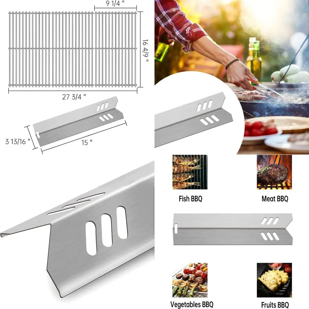 Grill Grate Parts for 4 Burner Gas Grill, Replacement Heat Plates for Backyard BBQ Grills
Grill Grate Parts for 4 Burner Gas Grill, Replacement Heat Plates for Backyard BBQ Grills