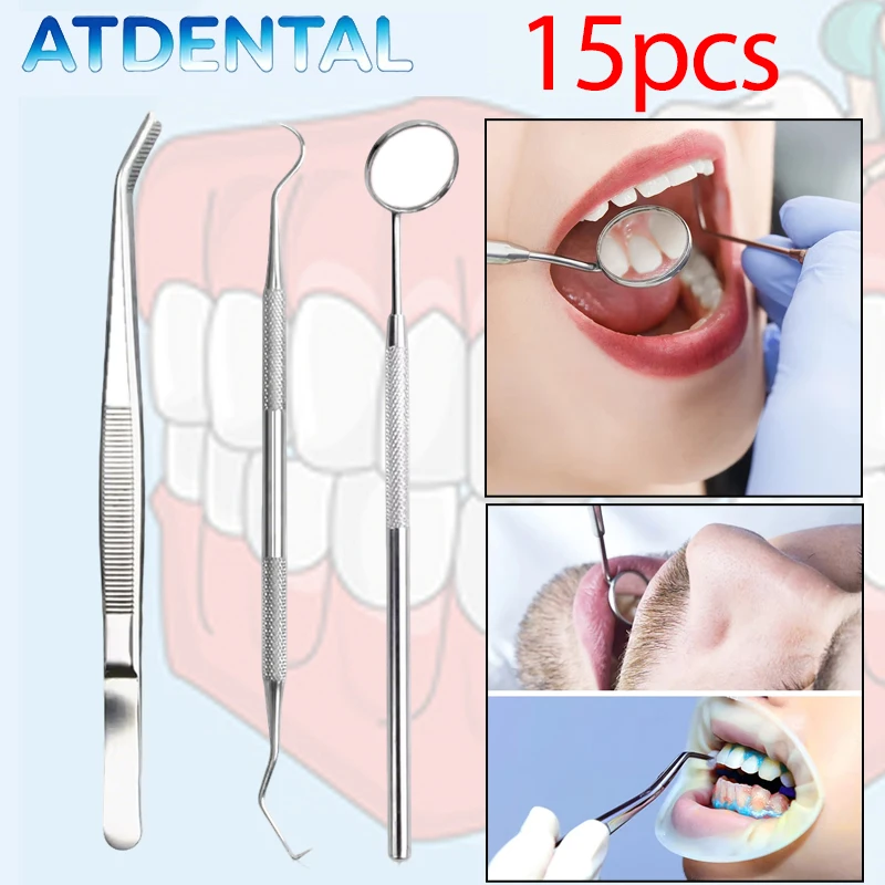 5set Stainless Steel Dental Kit Mouth Mirror Oral Probe Tartar Scraper, Sickle Shape Instrument Set for Dentist
5set Stainless Steel Dental Kit Mouth Mirror Oral Probe Tartar Scraper, Sickle Shape Instrument Set for Dentist