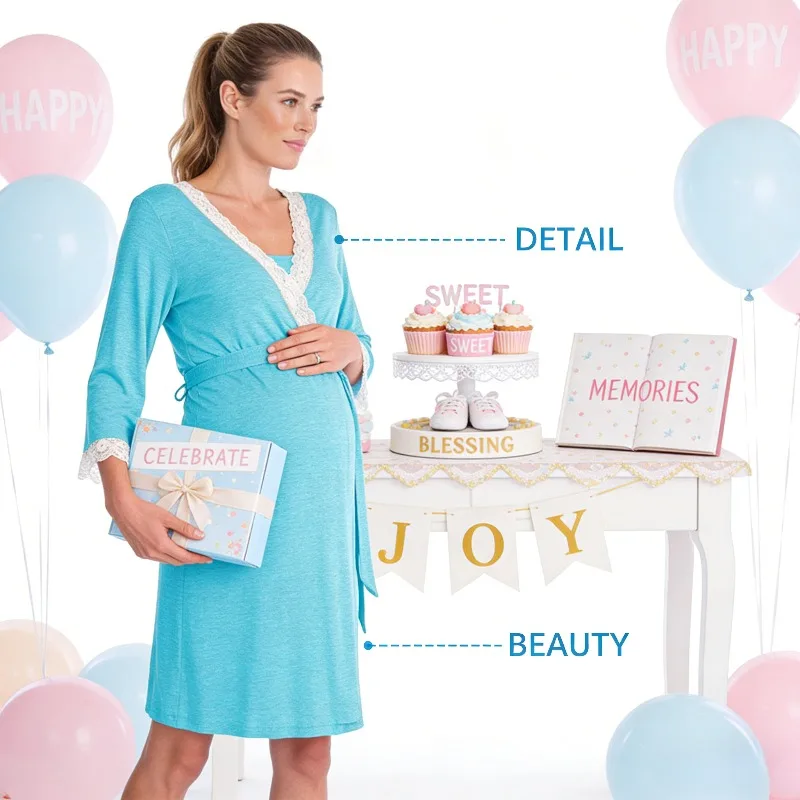 Модное кружевное платье для беременных с рукавом три четверти, халат с коротким рукавом, пижама для беременных женщин
Модное кружевное платье для беременных с рукавом три четверти, халат с коротким рукавом, пижама для беременных женщин