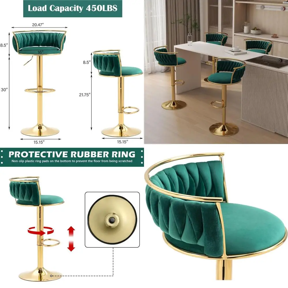 Набор из 4 эргономичных барных стульев из вельвета с регулируемой высотой, золотистым металлическим каркасом, удобные стулья для кухонного острова с плетеным сиденьем
Набор из 4 эргономичных барных стульев из вельвета с регулируемой высотой, золотистым металлическим каркасом, удобные стулья для кухонного острова с плетеным сиденьем