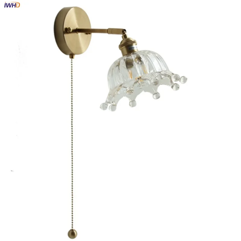 IWHD Nordic Modern LED Wall Lights Porch Bar Living Room Crown Glass Bedside Lamp Brass Pull Chain Switch Stair Light Fixtures
IWHD Nordic Modern LED Wall Lights Porch Bar Living Room Crown Glass Bedside Lamp Brass Pull Chain Switch Stair Light Fixtures
