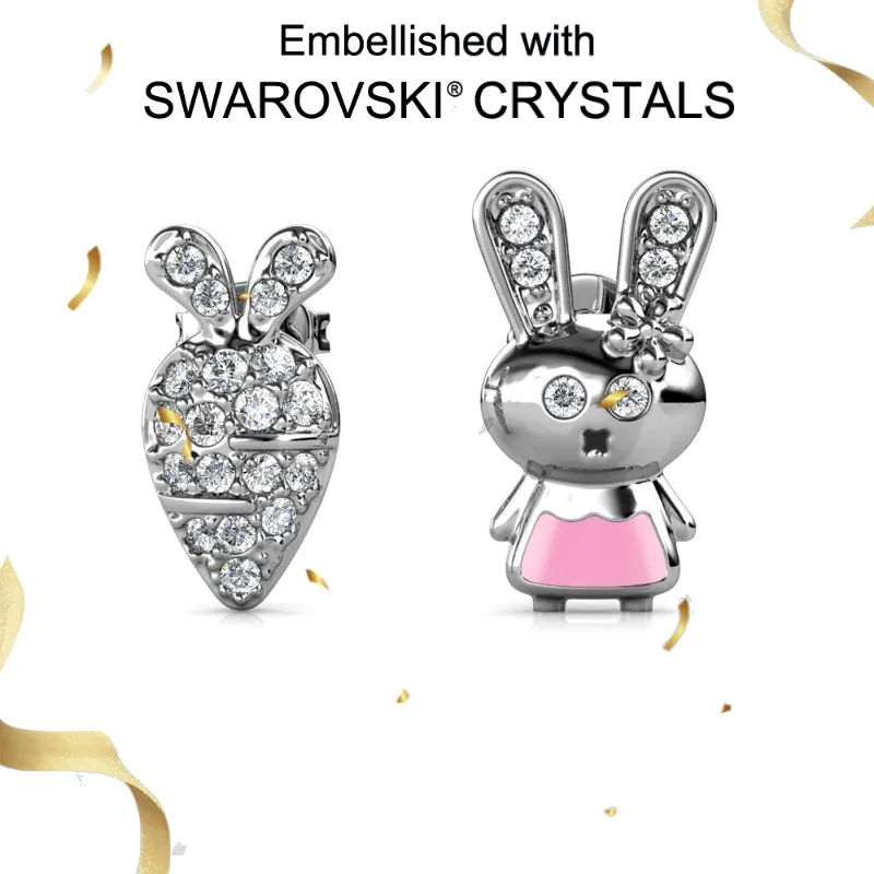 Daisini 925 Sterling Silver Cute Rabbit Carrot Stud Earrings with Swarovski Crystals for Women Girls Perfect Gift Non Allergic 
Daisini 925 Sterling Silver Cute Rabbit Carrot Stud Earrings with Swarovski Crystals for Women Girls Perfect Gift Non Allergic