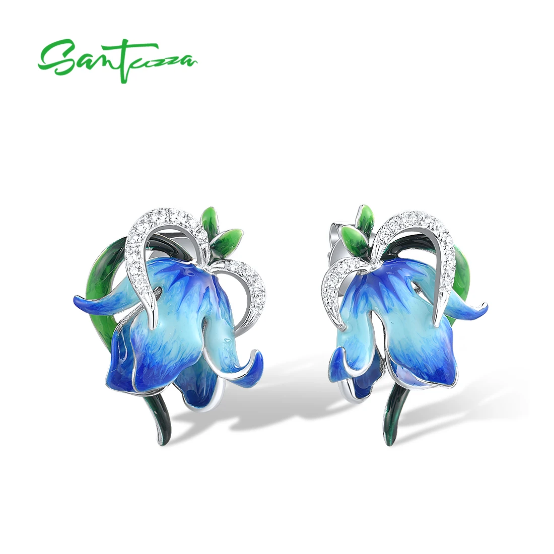 SANTUZZA Pure 925 Sterling Silver Earrings For Women Sparkling White CZ Blue Enamel Stunning Flowers Delicate Party Fine Jewelry
SANTUZZA Pure 925 Sterling Silver Earrings For Women Sparkling White CZ Blue Enamel Stunning Flowers Delicate Party Fine Jewelry