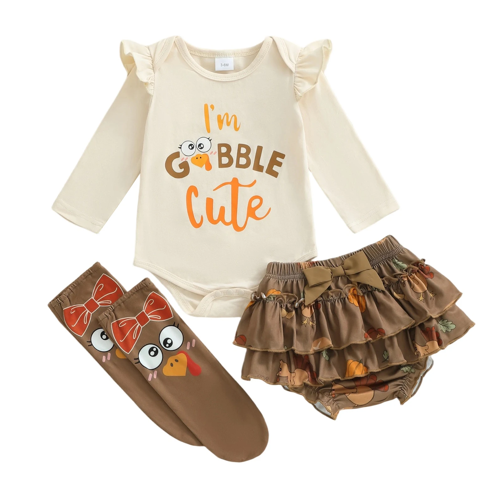 Adorable Baby Girls Thanksgiving Ensemble with Turkey Print Jumpsuit Leg Warmers and Shorts - Long Sleeve O Neck 3 Piece Set
Adorable Baby Girls Thanksgiving Ensemble with Turkey Print Jumpsuit Leg Warmers and Shorts - Long Sleeve O Neck 3 Piece Set