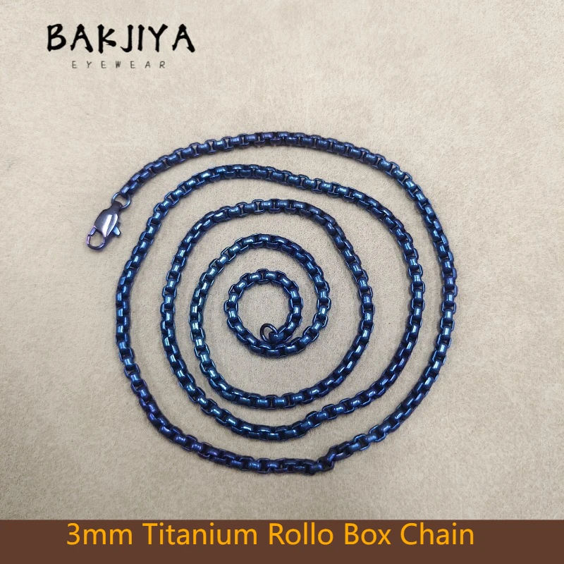 3mm Pure Titanium Burning Blue Rollo Box Chain Necklace for Men, Unisex Couple Necklace Lightweight No Allergic Chain DIY Gift
3mm Pure Titanium Burning Blue Rollo Box Chain Necklace for Men, Unisex Couple Necklace Lightweight No Allergic Chain DIY Gift