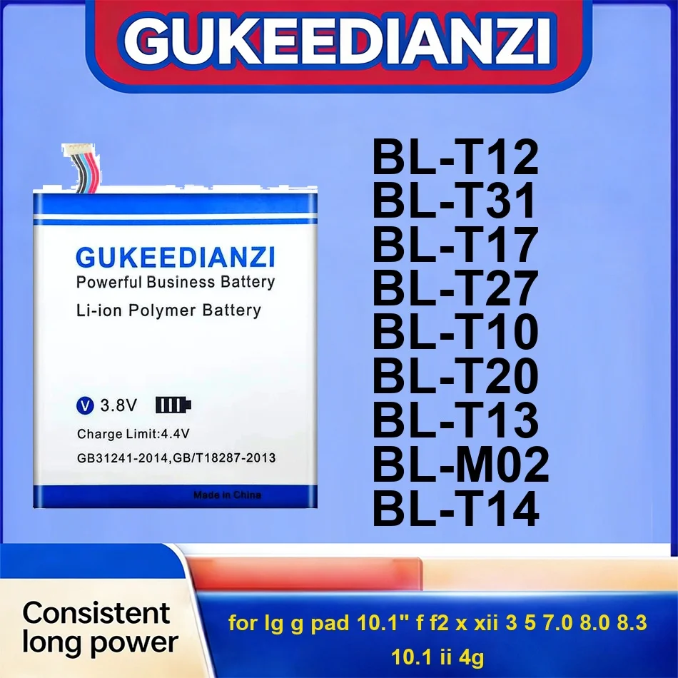 Tablet Battery Long Lasting BL-T20 BL-T27 BL-T14 3850-12000mAh For LG g Pad 10.1" f F2 x Xii 3 5 7.0 8.0 8.3 10.1 II 4G
Tablet Battery Long Lasting BL-T20 BL-T27 BL-T14 3850-12000mAh For LG g Pad 10.1" f F2 x Xii 3 5 7.0 8.0 8.3 10.1 II 4G