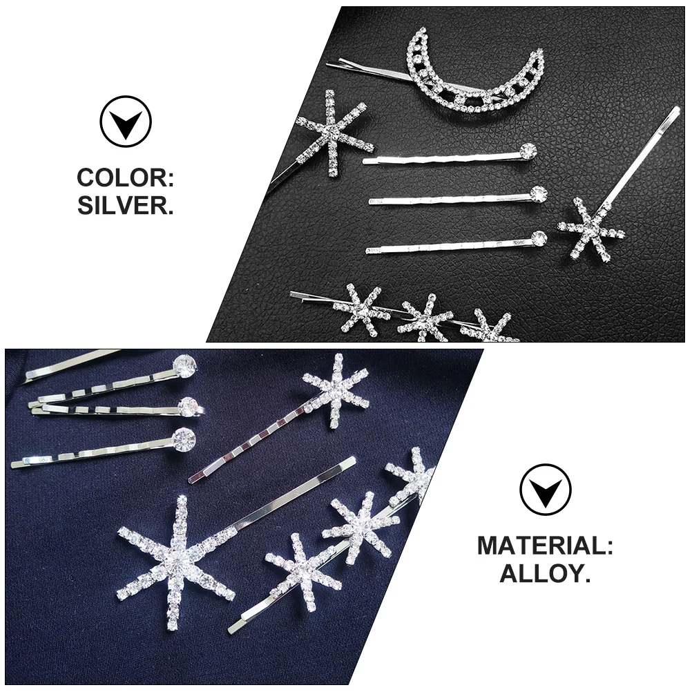 7pcs Silver Crystal Hair Clips Hollow Decorative Retro Moon Star Shape Durable Alloy Teen Girls Ladies Headwear
7pcs Silver Crystal Hair Clips Hollow Decorative Retro Moon Star Shape Durable Alloy Teen Girls Ladies Headwear