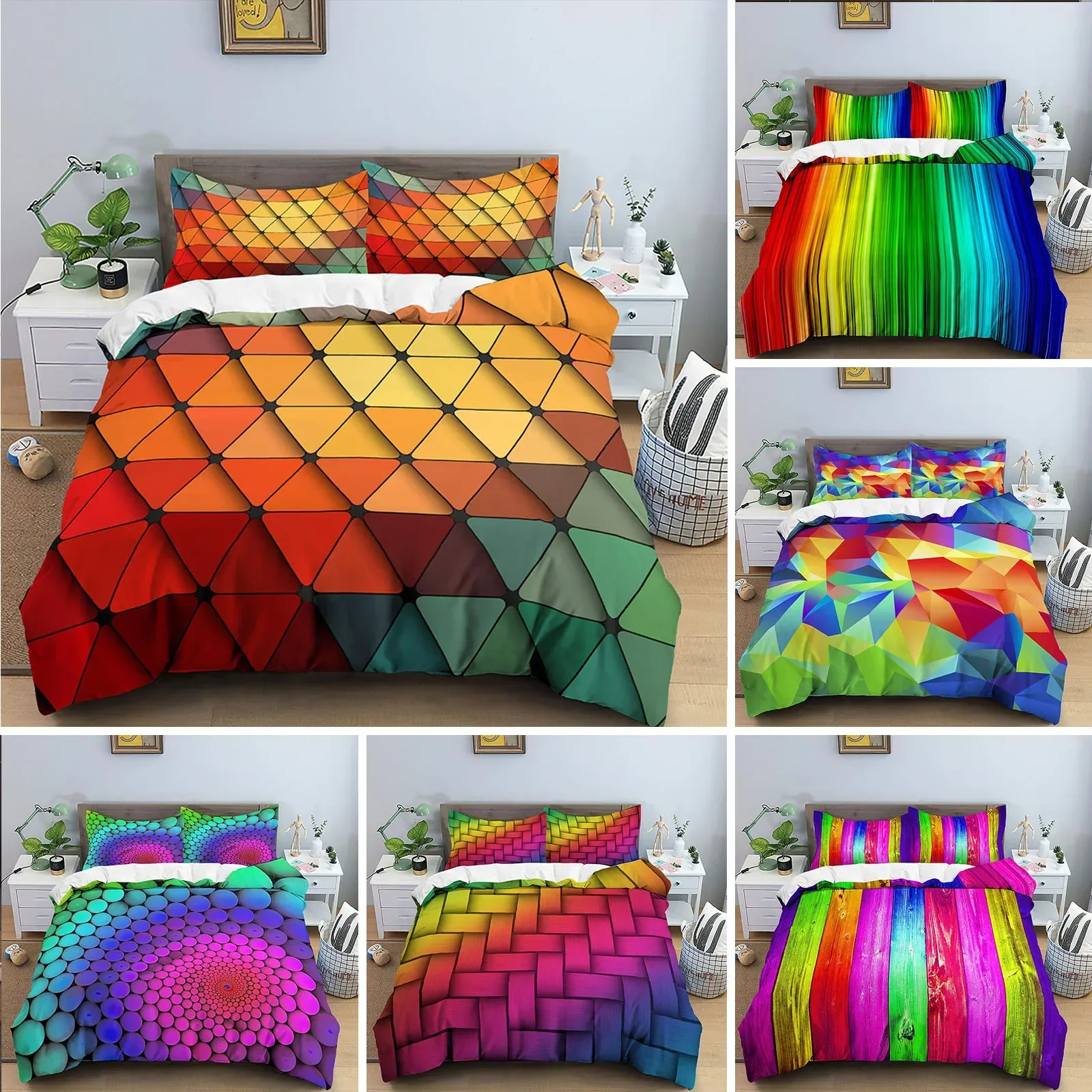3D Duvet Cover Set Abstract Bedding Set Luxury Rainbow Swirl Quilt Cover With Zipper Closure 2/3pcs Queen Size Comforter Cover
3D Duvet Cover Set Abstract Bedding Set Luxury Rainbow Swirl Quilt Cover With Zipper Closure 2/3pcs Queen Size Comforter Cover