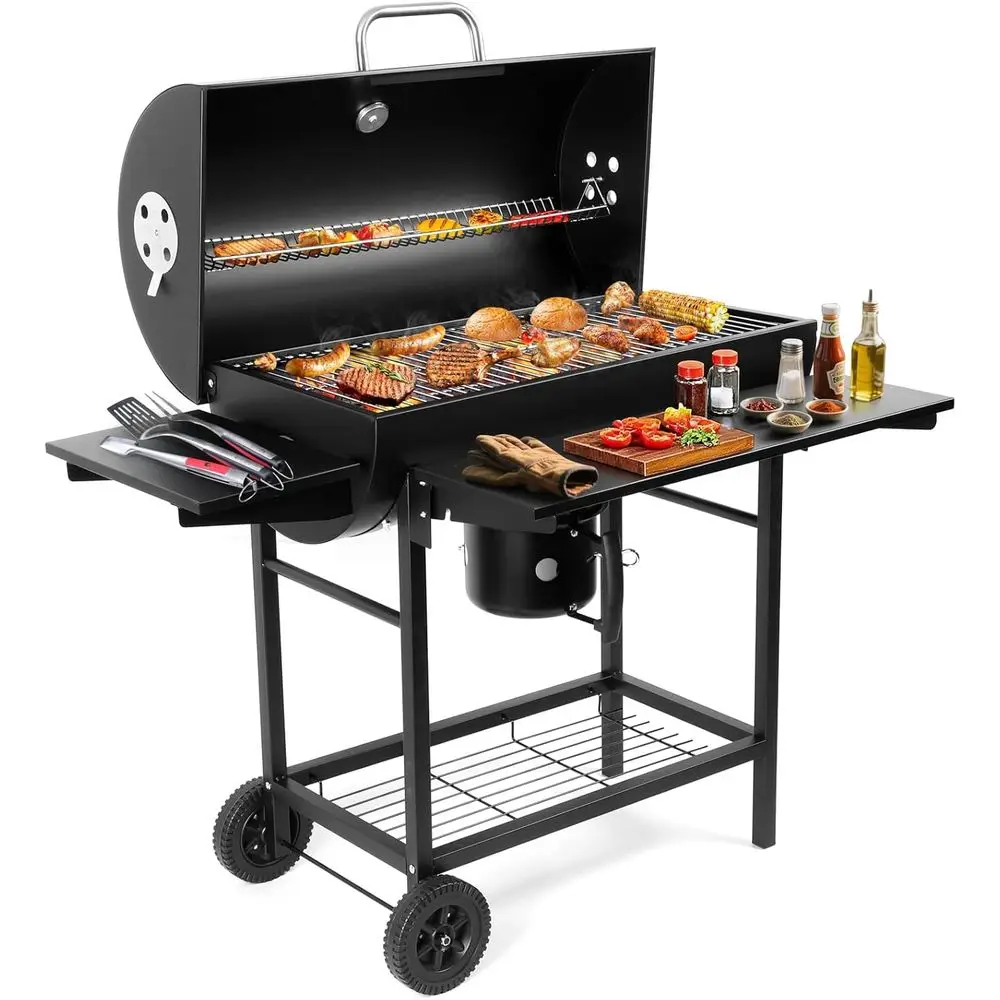 Spacious Barrel Barbecue Grill with Side Front Table - Premium BBQ Smoker Combo for Backyard Cooking Patio Grilling Tailgating P
Spacious Barrel Barbecue Grill with Side Front Table - Premium BBQ Smoker Combo for Backyard Cooking Patio Grilling Tailgating P
