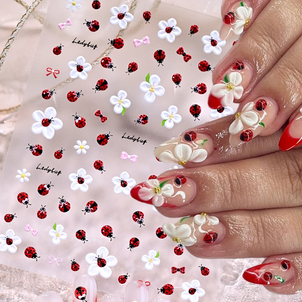 1pcs 5D Red Ladybug Daisy Flowers Nail Sticker Cute Bow Ladybug Floral Self-adhesive Manicure Decals DIY Summer Nail Art Decorat
1pcs 5D Red Ladybug Daisy Flowers Nail Sticker Cute Bow Ladybug Floral Self-adhesive Manicure Decals DIY Summer Nail Art Decorat