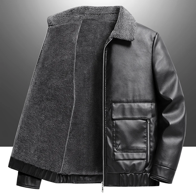 Autumn Winter Warm Leather Jackets Men Fur Collar Men's Slim Jacket Fashion Casual Lapel Lamb Fleece Motorcycle Thickened Jacket
Autumn Winter Warm Leather Jackets Men Fur Collar Men's Slim Jacket Fashion Casual Lapel Lamb Fleece Motorcycle Thickened Jacket