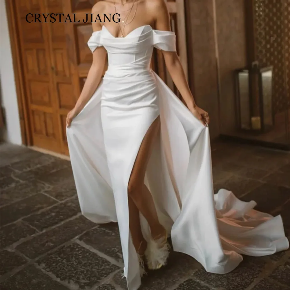 Sexy Long Ivory Off the Shoulder Spandex Wedding Dresses Short Sleeves with Slit Mermaid Floor Length فساتين سهره
Sexy Long Ivory Off the Shoulder Spandex Wedding Dresses Short Sleeves with Slit Mermaid Floor Length فساتين سهره