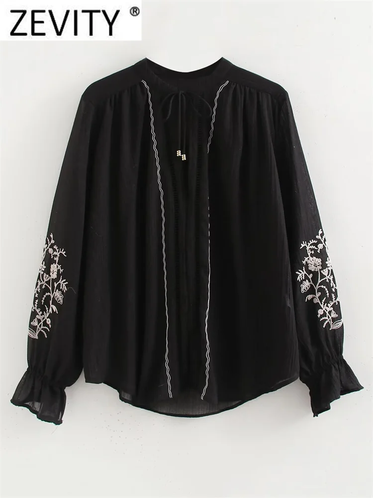 Zevity Women Fashion V Neck Hollow Out Patchwork Black Blouse Female long Sleeve Flower Embroidery Shirt Blusas Chic Tops LS7307
Zevity Women Fashion V Neck Hollow Out Patchwork Black Blouse Female long Sleeve Flower Embroidery Shirt Blusas Chic Tops LS7307