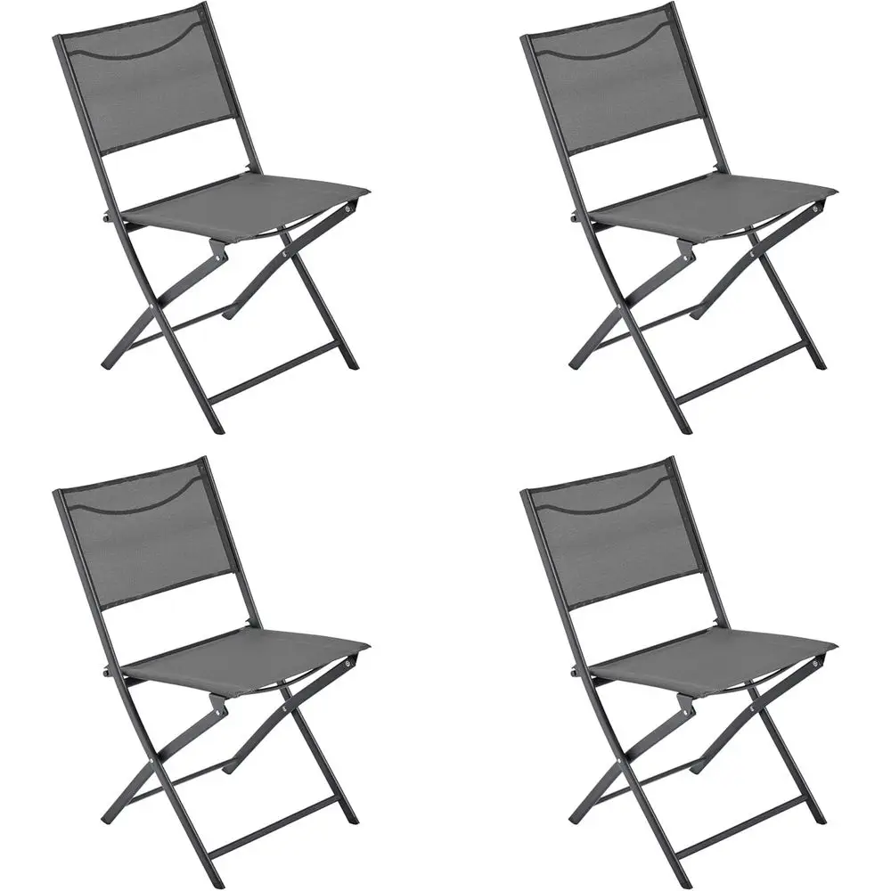 Outdoor Metal Folding Patio Chairs Set of 4 with Backrests, Suitable for Lawn, Beach, and Camping, in Gray
Outdoor Metal Folding Patio Chairs Set of 4 with Backrests, Suitable for Lawn, Beach, and Camping, in Gray