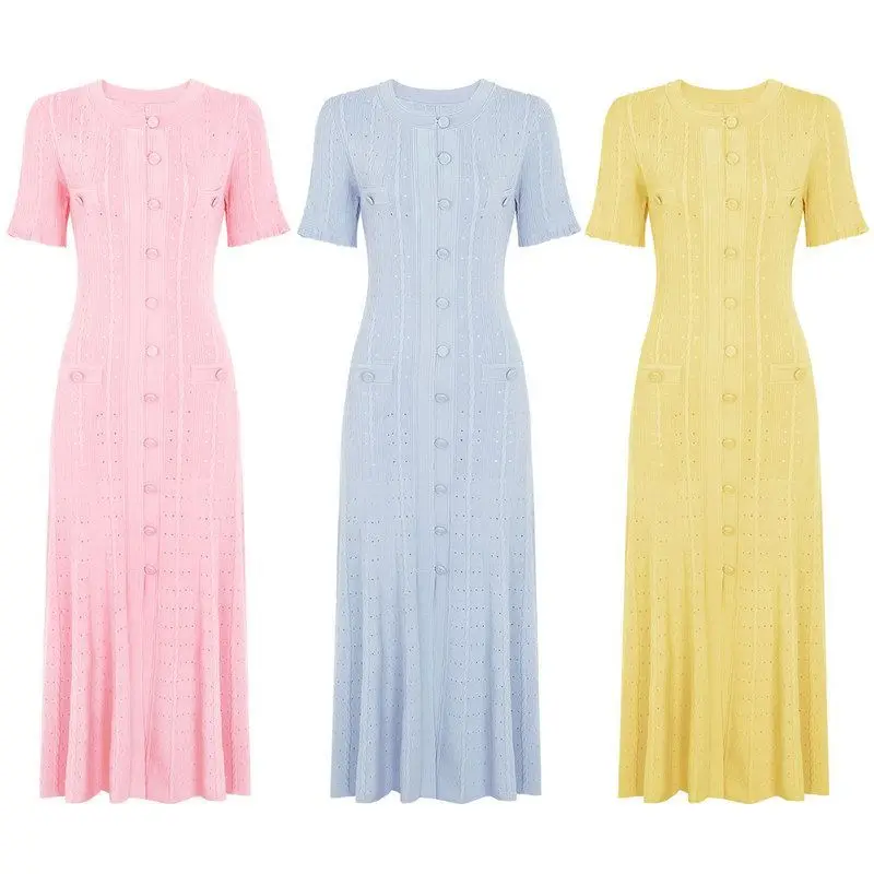 High-End Quality Women's Knitted Long Dress Short Sleeve Slimming Style Celebrity Favored Autumn New Arrival Casual round Neck
High-End Quality Women's Knitted Long Dress Short Sleeve Slimming Style Celebrity Favored Autumn New Arrival Casual round Neck