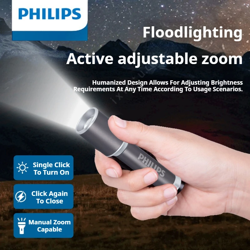 Philips 2025 New SFL2251 EDC Fashionable Aluminum Flashlight Replaceable Battery Zoomable Mini Size Suitable for Outdoor Camping
Philips 2025 New SFL2251 EDC Fashionable Aluminum Flashlight Replaceable Battery Zoomable Mini Size Suitable for Outdoor Camping