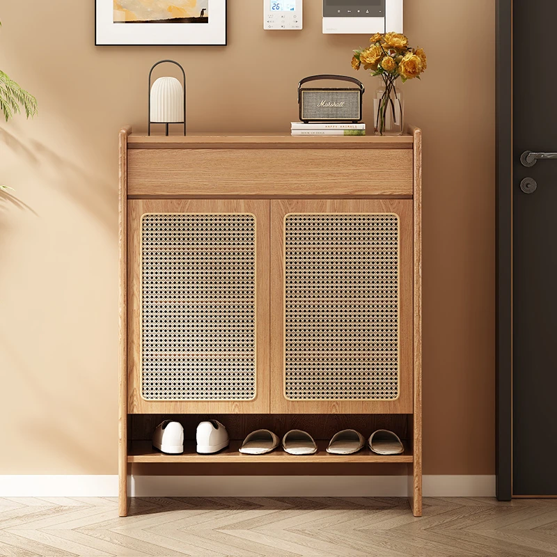 Japanese-style rattan shoe cabinet solid wood foyer porch cabinet Nordic oak locker at the entrance
Japanese-style rattan shoe cabinet solid wood foyer porch cabinet Nordic oak locker at the entrance