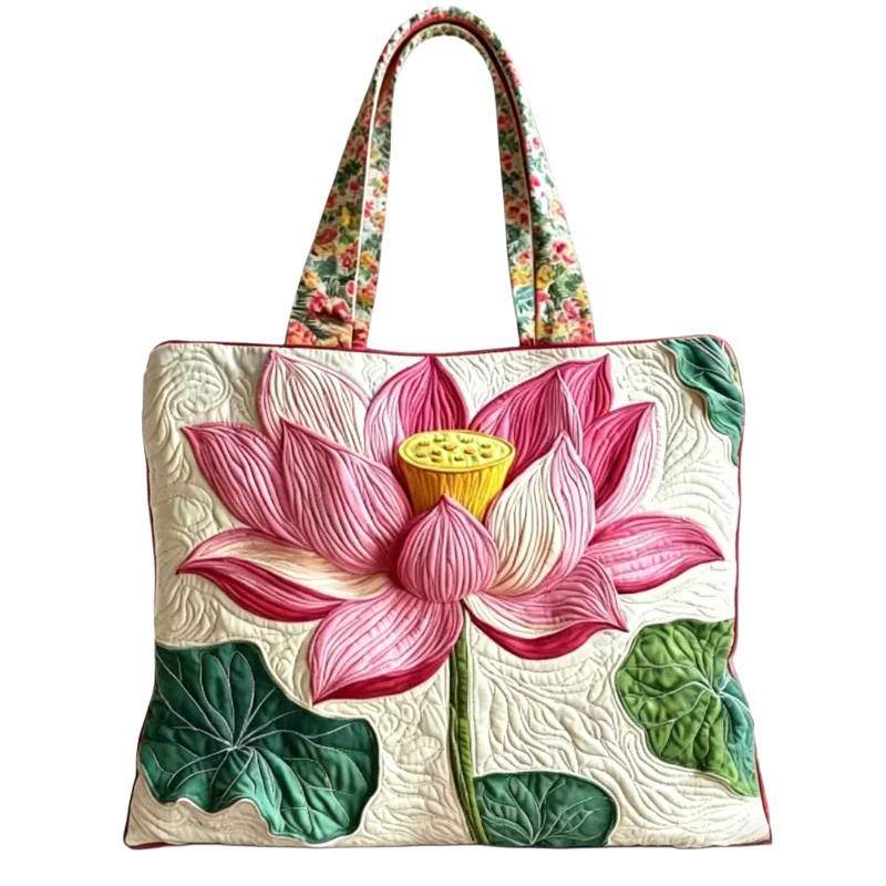 Quilted Tote Bag Large Capacity Lotus Flower Print Shoulder Bag for Women Men Lightweight Tote for Daily Commute & Shopping
Quilted Tote Bag Large Capacity Lotus Flower Print Shoulder Bag for Women Men Lightweight Tote for Daily Commute & Shopping