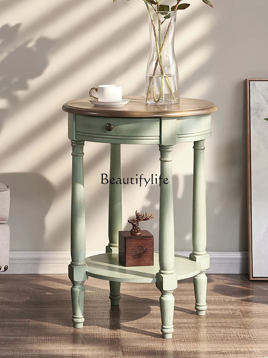 American Sofa Side Table Living Room round Solid Wood Retro Small Coffee Table Small Table Bedside Small round Side
American Sofa Side Table Living Room round Solid Wood Retro Small Coffee Table Small Table Bedside Small round Side
