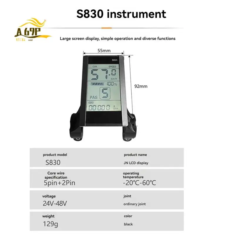 A69P-S830 ЖК-дисплей для электрического велосипеда, приборная панель SM5 + 2PIN + 20A, 36 В/48 В, синусоидальный контроллер для комплекта модификации горного велосипеда
A69P-S830 ЖК-дисплей для электрического велосипеда, приборная панель SM5 + 2PIN + 20A, 36 В/48 В, синусоидальный контроллер для комплекта модификации горного велосипеда