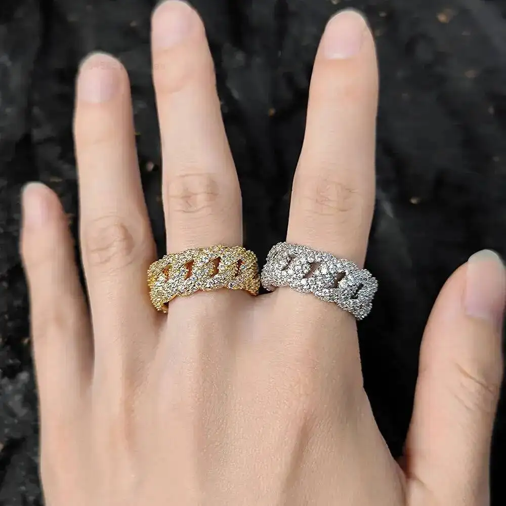 Streetwear Fashion Heavy 18K Gold Plated PVD Puffed Cuban Link Moissanite Rings 10mm Fully Encrusted S925 Silver Unisex B2Bs
Streetwear Fashion Heavy 18K Gold Plated PVD Puffed Cuban Link Moissanite Rings 10mm Fully Encrusted S925 Silver Unisex B2Bs